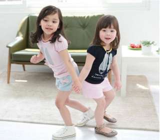 Pink Girls Ballet Shoes Short Top T shirt Sz 2 3 4 5 6  