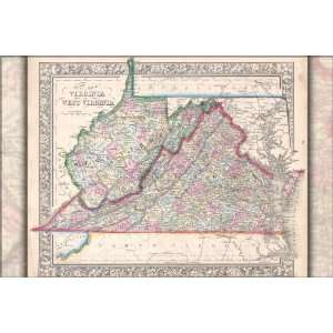  1864 Map of Virginia, West Virginia, and Maryland   24x36 