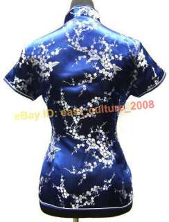 Chinese Handmade Embroidery Shirt Blouse Blue WHS 32  