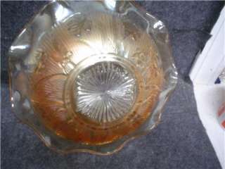 Jeanette Glass Co Iris and Herringbone 9 1/2 ruffled bowl iridescent 