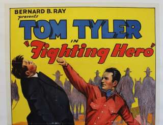 VINTAGE ORIG MOVIE POSTER, TOM TYLER IN FIGHTING HERO  