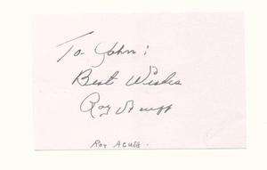Roy Acuff Hand Signed Autographed Index Card  