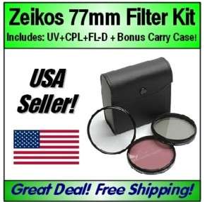 Zeikos 77mm 77 Multi Coated 3pc Filter Kit UV+CPL+FLD  
