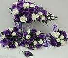 pc Purple white lavender roses daisies silk bridal bouquet and 