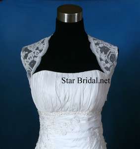 Sleeveless White Lace Wedding Bridal Bolero Jacket Shrug S XL #36 