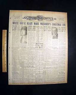 THE WHITE HOUSE DC Christmas Eve Fire Herbert Hoover 1929 Newspaper 