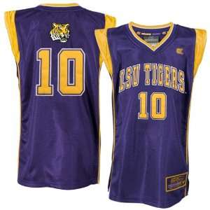  LSU Tigers #10 Youth Purple Layup Basketball Jersey 