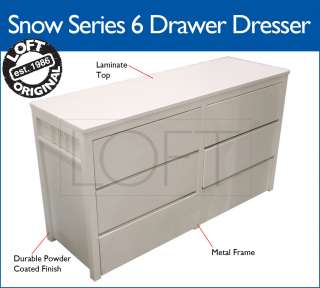   Series Metal Powder Coated White 6 Drawer Dresser (65642R 30)  