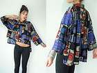 Vtg 80s Abstract Gypsy KIMONO Graphic Grunge FISHTAIL Draped Mullet 