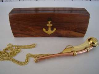 Brass/Copper Bosun Call ~Boatswains Whistle ~Nautical  