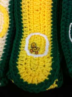 Handmade Unisex Nit Wool Oregon Ducks Yellow Green White 80in Fan 