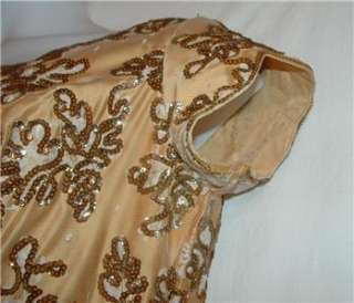 Vintage Mike Benet sequins over topaz taffeta gown  