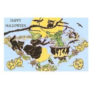 Happy Halloween, Witch Conjuring Spirit Premium Giclee Poster Print 