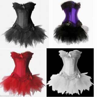 New Burlesque Corset Dress Top Basques TUTU Sets 869  