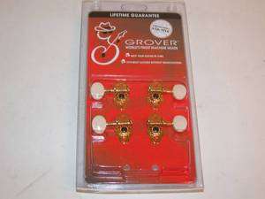 Grover Professional STA TITE #9 Series Geared Ukulele Pegs, Gold/White 