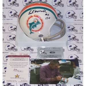   Earl Morrall Hand Signed Dolphins 2 Bar Mini Helmet 