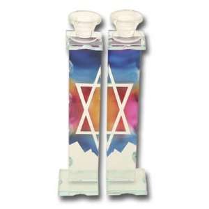 Alef Judaica CH1102 Glass Multicolored Separated Candle Holders with 