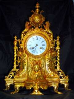 UNIQUE FRENCH BRONZE BOUDOIR MANTEL clock LOUIS XVI c.1880  