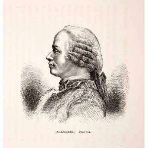 1875 Woodcut Jean Rond Alembert Encyclopedia Portrait Profile French 