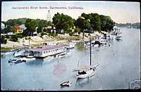 Sacramento CA~1900s SACRAMENTO RIVER~BOAT HOUSE~OIL RIG  