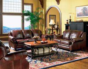 Tri tone Dark Brown Leather 3 Pc Sofa Set  