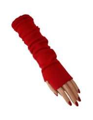 Tight Fitting Red Long Arm Warmers W/Thumb Hole
