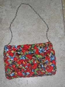   handmade purses made of upcycled / recycled candy wrappers, great gift