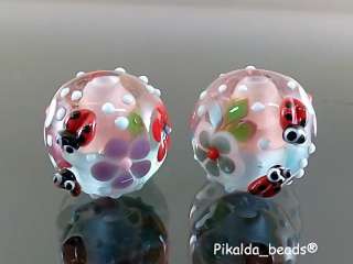   lampwork 2 glass beads earring ladybugFIND CHRISTMAS LEAFSRA  