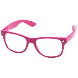  New Glossy Pink Wayfarer Nerd Glasses Clear Lens Optical 