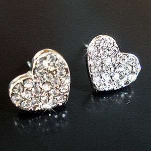 E665 Swarovski Crystal Full Crystal Heart Stud Earrings  