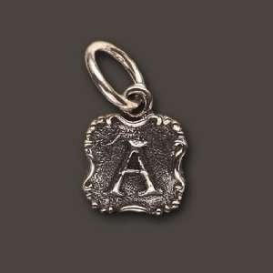  Waxing Poetic Crest Initial Charm Pendant Sterling Silver 