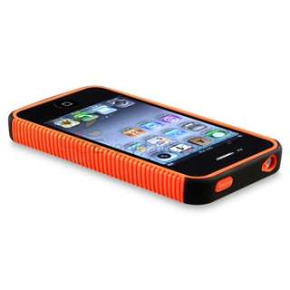 Hybrid Orange Skin / Black Hard Case Cover for iPhone 4 G 4S Sprint 