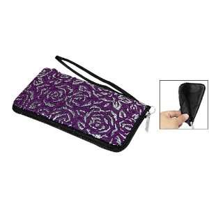  Gino Glittery Flower Pattern Purple Mobile Phone Bag Case 