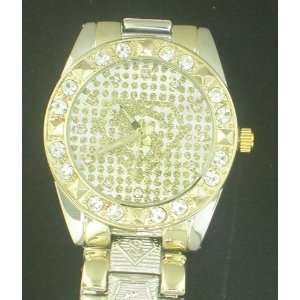 SUPERMAN TWO TONE WHITE FACE HIPHOP ICED OUT PIMP WATCH 