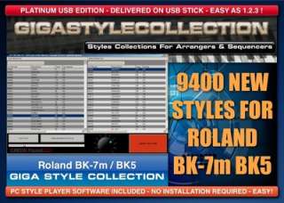 9400 NEW Styles for ROLAND BK 7m BK7 BK 5 BK5 + PC Style Player on USB 