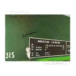  Autographed Ted Williams Green Diamond Unfamed Litho   MLB 