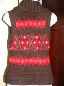 80 ABERCROMBIE & FITCH Brown/Red/Orange Sweater Vest S  