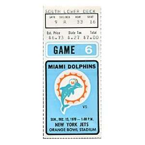  Miami Dolphins 1970 Game 6 Ticket 
