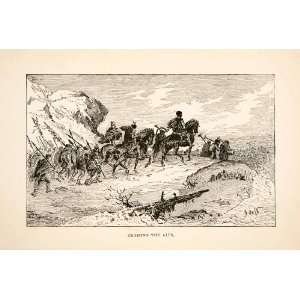  1895 Wood Engraving Horse Landscape Alps Carthage Hannibal 