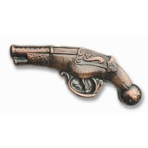  Buck Snort Hardware Small Pistol Drawer Pull, Antique 
