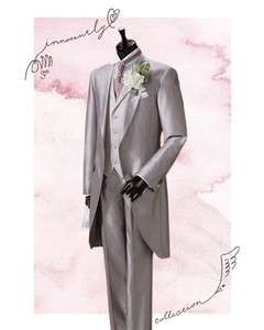 Mens Formalwear Morning Wedding Tuxedo Suits 1 Button Peak Lapel Size 