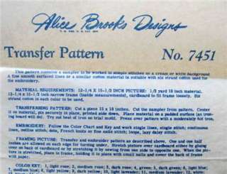 Vintage Alice Brooks Wedding Sampler Transfer Pattern  