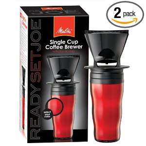   Set Joes Red Cone Filter Holder with Red Travel Mug Set (Pack of 2