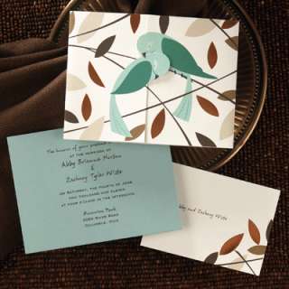 Teal, Brown, Copper Love Birds WRAP Wedding Invitation  
