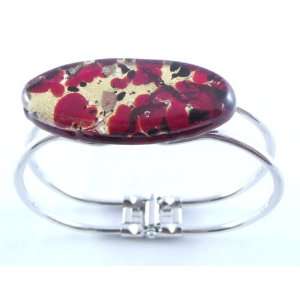  Red Gold Venetian Murano Glass Metal Bracelet Jewelry