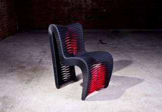  red Dining Chair modern Contemporary hand weaving industrial seat belt