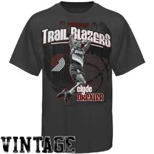 Clyde Drexler Portland Trail Blazers Triple Double T Shirt   Charcoal 