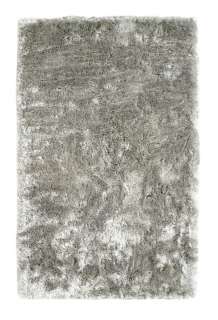 Silver Modern Handmade Polyester Fur Shag Area Rug  