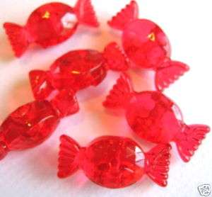 1Doz12 RED Candy Acrylic Plastic Charms Beads Buttons  