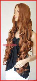 35 Long Brown Spiral Wavy Cosplay Party Hair Wig 30#  
